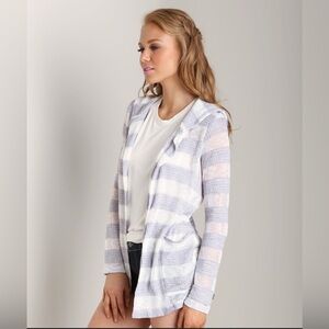 Splendid Striped Hooded Cardigan w Front Pockets